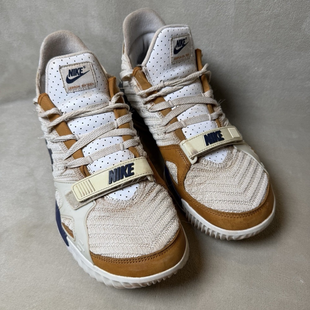 Size 10 - Nike LeBron 16 Air Trainer Medicine Ball Tan, White, Blue